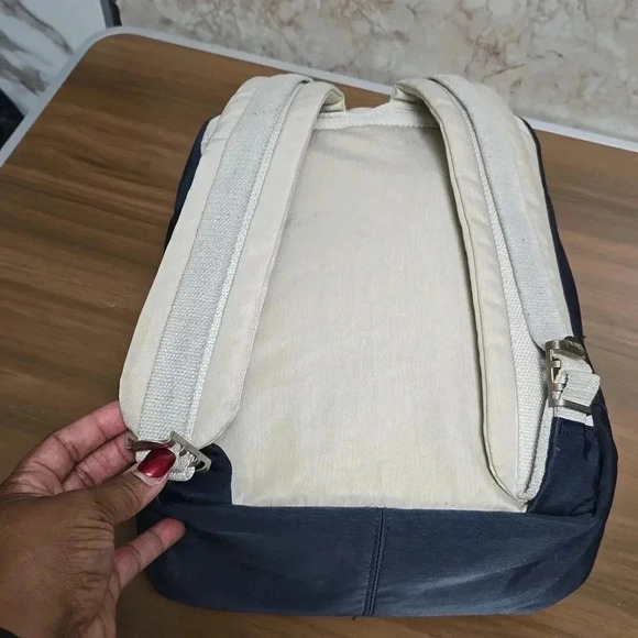 Himawari | Backpack | Navy and Beige | Brushed Silver Accents | Gently worn - Picture 10 of 12